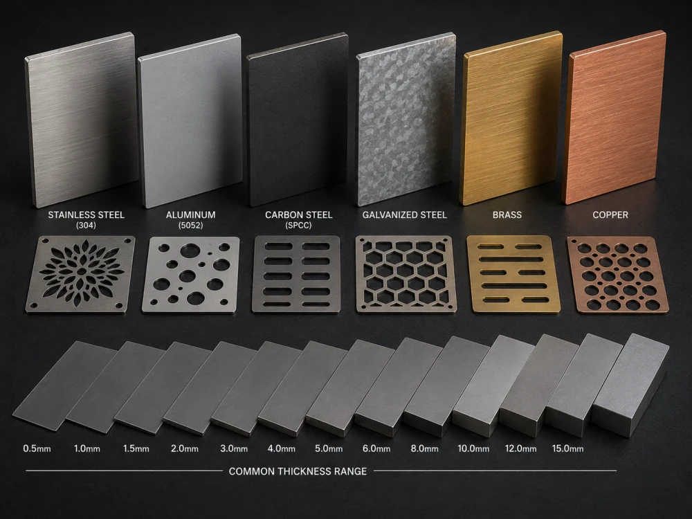 laser cut metal materials and thickness
