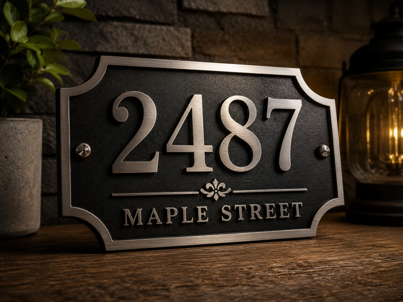 personalized metal number plaque