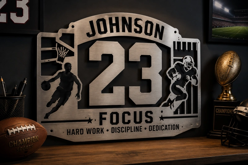 personalized sports number metal sign