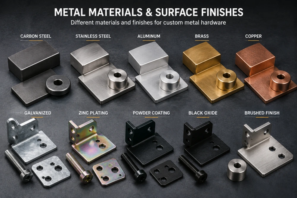 custom metal hardware materials and surface finishes