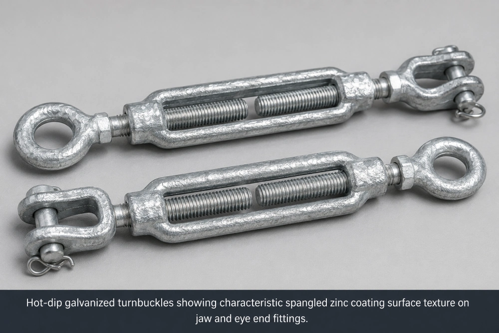 hot dip galvanized turnbuckles with spangled zinc coating surface